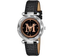 Talgo Alpha-M-GEN-SL - Reloj de pulsera analógico con esfera negra y esfera negra, caja plateada, correa elegante, diseño clásico, para mujeres y niñas, paquete de 1, Cuero negro 1, Clásico