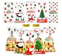 talifoca 100 Piezas Bolsas de celofán, Bolsas para Caramelos, Bolsas para Galletas con 100 Bridas, Bolsas Transparentes para Galletas, bizcochos, praliné (5 Estilos)…