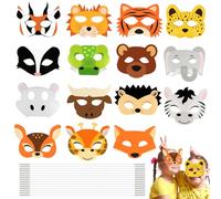 Talifoca 15 Mascarillas de Animales para Niños - Máscaras de Cumpleaños, Medias Máscaras para Colorear