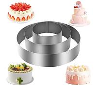 talifoca 3 Pcs Anillo de Pastel de Acero Inoxidable 10/15/20CM de Diámetro Aro Tarta Molde para Pastel Redondo Emplatar para Cocinar para Mousse Postre Tartas de Capas