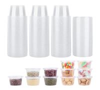 talifoca 50 Piezas Tarros de Plastico con Tapa Pequeños,Contenedores de Plástico, 100ML Recipientes Comida,Vasos de Almacenamiento de Alimentos Reutilizables Indicado para Salsas, Sopas, Cremas