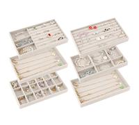 talifoca 6 Pcs Organizador De Joyas,Organizador Joyas Cajones,Apilables Bandeja Joyas,Organizador de Joyería de Terciopelo Para Guardar y Exhibir Aretes, Collares