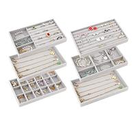 talifoca 6 Pcs Organizador De Joyas,Organizador Joyas Cajones,Apilables Bandeja Joyas,Organizador de Joyería de Terciopelo Para Guardar y Exhibir Aretes, Collares