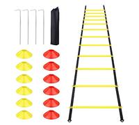 talifoca Accesorios de Entrenamiento de fútbol Agility Ladder 6 M-12 peldaños, Escalera de Entrenamiento de fútbol Escalera de coordinación con 12 Conos y 4 estacas para Entrenamiento
