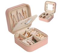 talifoca Joyero Viaje con Espejo, Joyero Pequeño para Mujeres Niñas, Joyero de Cuero PU para Pendientes, Anillos, Pendientes, Cadenas
