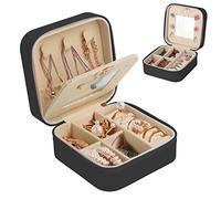 talifoca Joyero Viaje con Espejo, Joyero Pequeño para Mujeres Niñas, Joyero de Cuero PU para Pendientes, Anillos, Pendientes, Cadenas