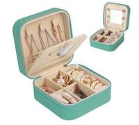 talifoca Joyero Viaje con Espejo, Joyero Pequeño para Mujeres Niñas, Joyero de Cuero PU para Pendientes, Anillos, Pendientes, Cadenas