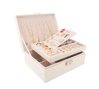 talifoca Joyeros Mujer, 2 capas Caja Joyero organizador de Joyas de Cuero PU, Organizador Joyas para Pendientes, Anillos, Aretes, Pulseras y Collares