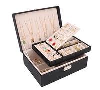 talifoca Joyeros Mujer, 2 capas Caja Joyero organizador de Joyas de Cuero PU, Organizador Joyas para Pendientes, Anillos, Aretes, Pulseras y Collares