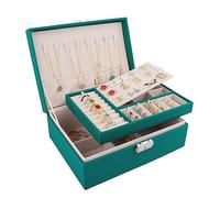 talifoca Joyeros Mujer, 2 capas Caja Joyero organizador de Joyas de Cuero PU, Organizador Joyas para Pendientes, Anillos, Aretes, Pulseras y Collares