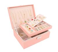 talifoca Joyeros Mujer, 2 capas Caja Joyero organizador de Joyas de Cuero PU, Organizador Joyas para Pendientes, Anillos, Aretes, Pulseras y Collares