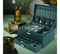 talifoca Joyeros Mujer, Tres Capas Caja Joyero organizador de Joyas Velvet, Organizador Joyas para Pendientes, Anillos, Aretes, Pulseras y Collares