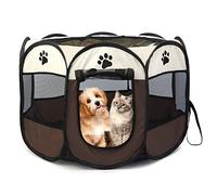 Talifoca Portátil Plegable Playpen Parque para Perros y Gatos, 8-Panel, Entrenamiento, Mascotas, Cachorros, Conejos, Marrón