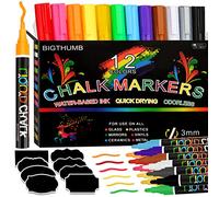 talifoca Rotuladores de Tiza Líquida, 12 Colores 6mm Punta Reversible Marcadores de Tiza para Pizarras, Carteles, Ventanas, Vidrio