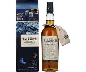 Talisker 10 Years Old Single Malt Whisky 45,8% Vol. 0,7l in Giftbox with Whisky Steinen
