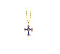 TALISMAN JEWELLERY Colgante en Chapado Oro 3 micras 18k, Circonitas Blancas y Esmalte Azul - Cruz Caldea (17 MM x 24 MM)