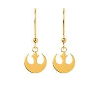TALISMAN JEWELLERY Pendientes en Chapado Oro 3 micras 18k con cierre de gancho - Alianza Rebelde de Star Wars, La Guerra de las Galaxias (9.5 MM x 12 MM de pieza + 20 MM de cierre)