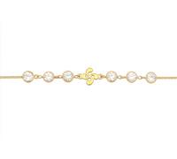 TALISMAN JEWELLERY Pulsera Cadena Chapado en Oro 3 micras 18k y Circonita Cúbica - Lauburu, Cruz Vasca (7 mm pieza / 15 cm + 4 cm de extensión)