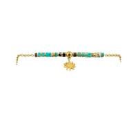 TALISMAN JEWELLERY Pulsera Cadena de Acero 316L Dorado 18K (PVD) - Eguzkilore, Flor del Sol, Flor Vasca (10 mm pieza / 15 cm + 5 cm de extensión)