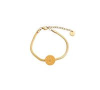 TALISMAN JEWELLERY Pulsera cadena plana en acero chapado oro 18k PVD - Eguzkilore flor vasca (12 mm pieza / 15 cm cadena + 5 cm extensión)