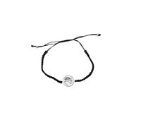 TALISMAN JEWELLERY Pulsera de Plata 925 con Cordón Macramé Ajustable - Cabeza de Moro de Córcega, Corsica (12 MM de pieza)
