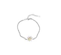 TALISMAN JEWELLERY Pulsera de Plata 925 y Chapado Oro 18k 3 micras - Eguzkilore, Flor Vasca (13 mm de pieza / 15 cm de cadena + 4 cm de extensión)