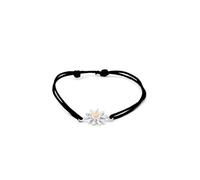 TALISMAN JEWELLERY Pulsera de Plata 925 y Chapado Oro 3 micras 18k con cordón - Eguzkilore, Flor Vasca (15 CM + 4 CM de extensión)