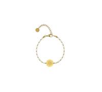 TALISMAN JEWELLERY Pulsera perlas en acero chapado oro 18k PVD - Eguzkilore flor vasca (12 mm pieza / 15 cm cadena + 5 cm extensión)