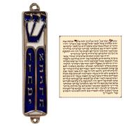 TALISMAN4U Mezuz de los Diez Mandamientos con pergamino, esmalte azul plateado, puerta israel , 3,5 pulgadas