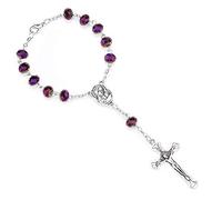 Talisman4U - Pulsera católica con cuentas de rosario de un decenio, crucifijo de San Benito, regalo de misericordia divino