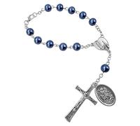 TALISMAN4U Rosario con medalla de ángel de la guarda de San Miguel para coche, espejo retrovisor, cuentas de cristal de Nuestra Señora de Fátima, católico de una década, para mujeres y hombres, regalo