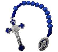 TALISMAN4U Rosario de bolsillo de San Benito, medalla de Virgen María, 8 mm, cuentas de oración azul profundo, estilo abierto, rosarios de tenner hechos a mano, regalo católico para mujeres y hombres
