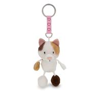 Talisminis 62685 - Llavero gatita de la Suerte, 7 cm, Blanco, Colgante de Peluche con Anilla para cordón, Llavero o Llaves,Amuleto para Bolso con Mensaje
