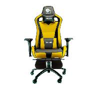 Talius silla Caiman V2 gaming black/yellow, reposapies, 4D, Frog, base metal, ruedas 75mm silicona,
