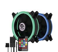 Talius Siroko - Kit de 2 Ventiladores Ring 12 cm RGB, Tira LED y centralita con Mando