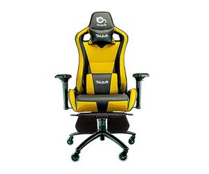 TALIUS, TECH 4 U Tal-Caiman-YLW Silla Gaming Profesional con reposapiés Extraible, Inclinación y Altura Regulable, reposabrazos 4D Ajustables (Amarillo)