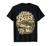 Talk Bass To Me Largemouth Fishing Angler Camiseta gráfica económica, Hombre, Negro, M