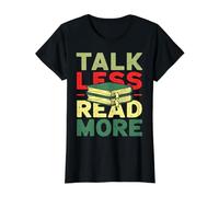 Talk Less Leer más Lectura Divertida para Amantes de los Libros Vintage Camiseta gráfica económica, Mujer, Negro, XS
