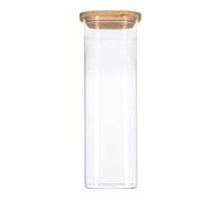 TALK-POINT Tarros de cristal con tapa de bambú, recipientes de cristal, 550 ml - 2500 ml, herméticos, aptos para lavavajillas, antipolillas (2500 ml, rectangular)