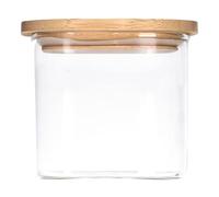 TALK-POINT Tarros de cristal con tapa de bambú, recipientes de cristal, 550 ml, 2500 ml, herméticos, aptos para lavavajillas, antipolillas (750 ml, rectangular)