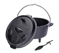 TALK-POINT TP Dutch Horno de hierro fundido con elevador de tapas, olla de tres patas para cocer, asar, hervidor con tapa y patas, para hoguera y camping, aprox. 4,5 litros