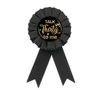 Talk Thirty To Me - Pin de hojalata, pin de botón de feliz cumpleaños 30 con purpurina dorada, pin de roseta negra de cumpleaños para mujer, 30 cumpleaños, botones de broche de diamante para fiesta de