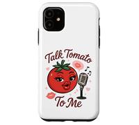 Talk Tomato To Me Funny Food Pun Coqueto Micrófono de Tomate Carcasa para iPhone 11