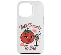 Talk Tomato To Me Funny Food Pun Coqueto Micrófono de Tomate Carcasa para iPhone 13 Pro
