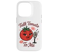 Talk Tomato To Me Funny Food Pun Coqueto Micrófono de Tomate Carcasa para iPhone 14 Pro