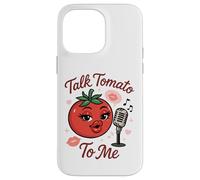 Talk Tomato To Me Funny Food Pun Coqueto Micrófono de Tomate Carcasa para iPhone 14 Pro Max