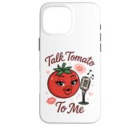 Talk Tomato To Me Funny Food Pun Coqueto Micrófono de Tomate Carcasa para iPhone 16 Pro Max