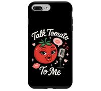 Talk Tomato To Me Funny Food Pun Coqueto Micrófono de Tomate Carcasa para iPhone 7 Plus/8 Plus