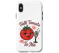 Talk Tomato To Me Funny Food Pun Coqueto Micrófono de Tomate Carcasa para iPhone X/XS
