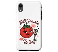 Talk Tomato To Me Funny Food Pun Coqueto Micrófono de Tomate Carcasa para iPhone XR